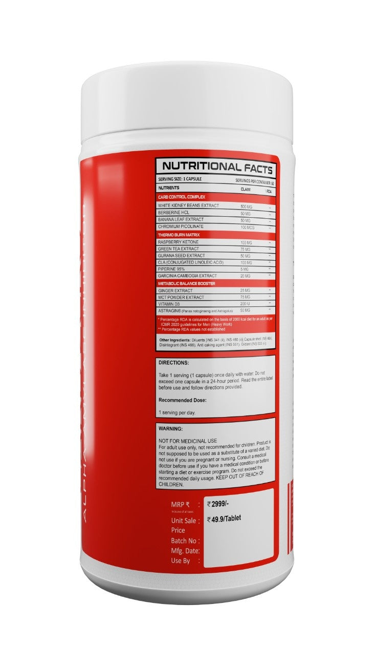 ANTHROFIT CARB BLOCKER –Daily Burner Capsules with CarbBliss| Weight Loss Supplement For Women & Men | Helps Manage Cravings, Calories & Carbs | Supports Carb Blocking, Appetite Control, and Metabolism Boost – 60 Capsules